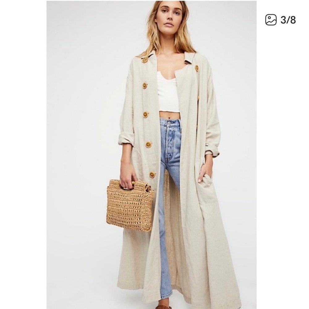 Free People Sweet Melody Linen Trench Coat